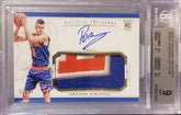 KRISTAPS PORZINGIS 2015-16 NATIONAL TREASURES #/99 ROOKIE PATCH AUTO RC BGS 9/10